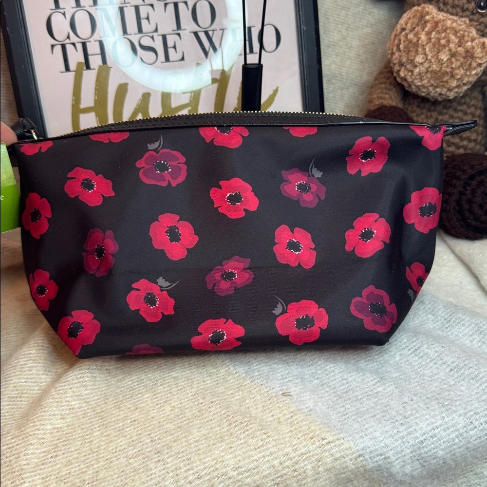 Kate Spade Black and Pink Floral Cosmetic Bag - Picture 2 of 5